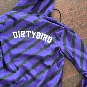 BNWT Dirtybird Purple & Black Striped Windbreaker/Raincoat, Size XS